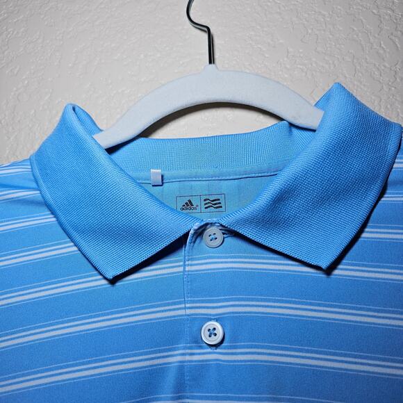 ADIDAS GOLF POLO CLIMALITE Light Blue Striped Mens Large Baker National Golfing - Picture 3 of 13